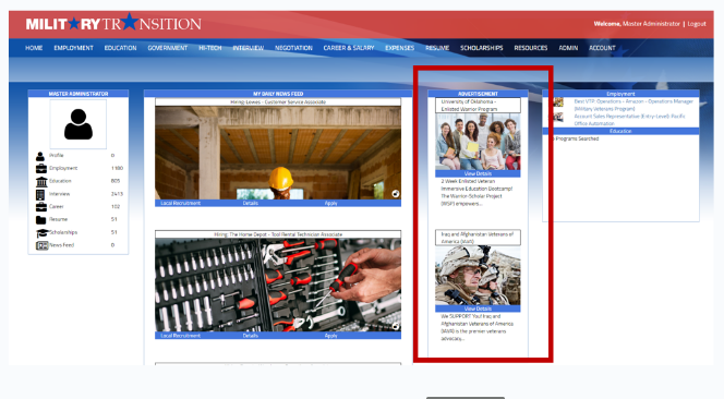 Homepage Display Advertisement